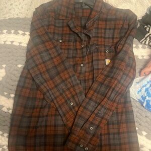 Carhartt Men's Plaid Shirt - Brown and Black